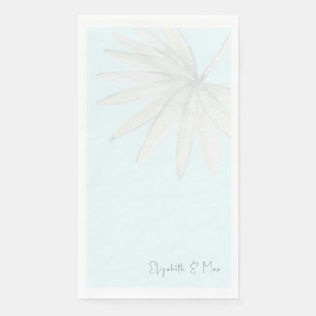 Servilleta De Papel Boda Ice Blue Tropical Couple Names II (Anverso)
