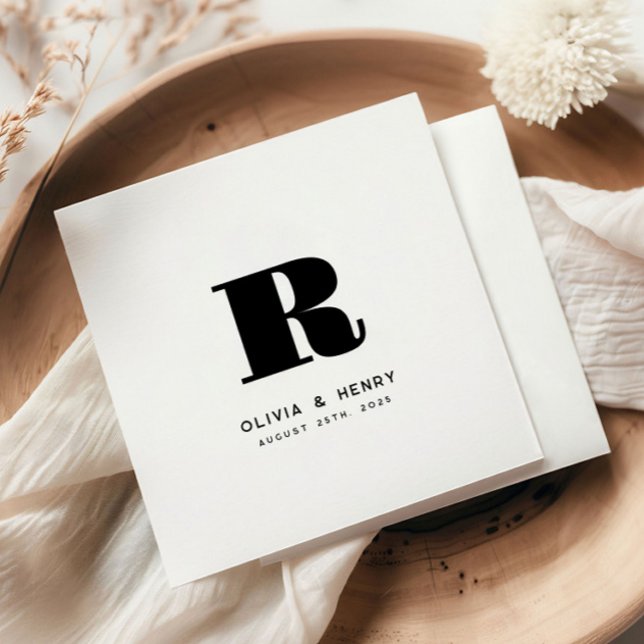 Servilleta De Papel Boda inicial de apellido clásico moderno (Subido por el creador)