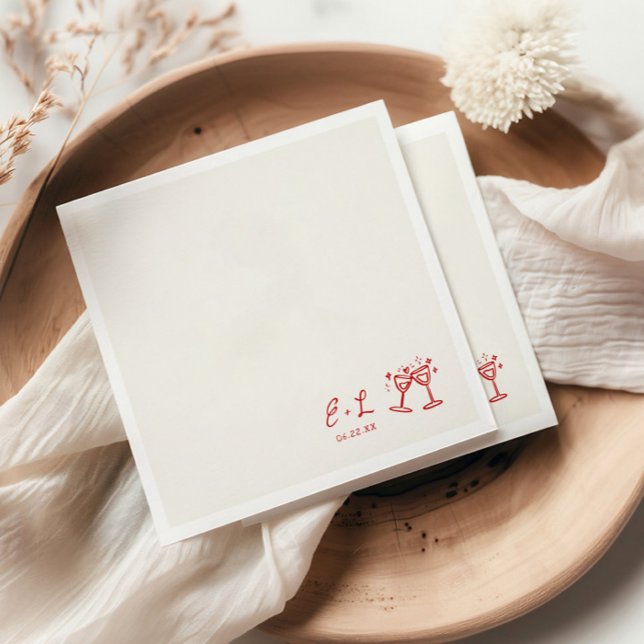 Servilleta De Papel Boda Iniciales Rojas Dibujadas a Mano (Subido por el creador)