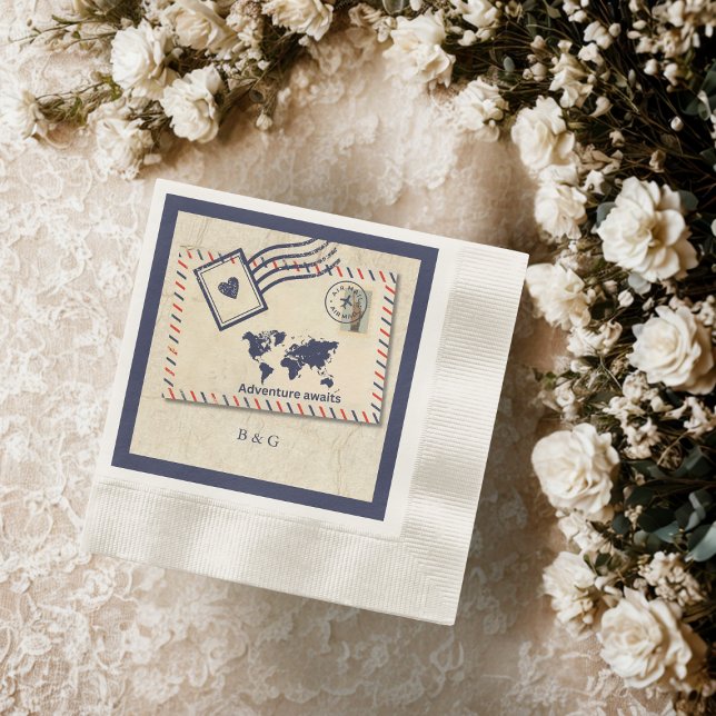 Servilleta De Papel Boda Internacional de Destino Rústico de Aventura (Subido por el creador)