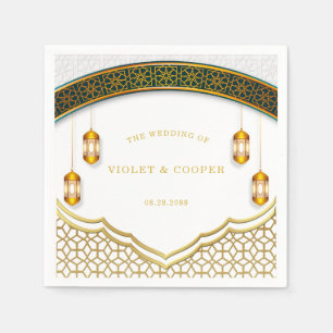 Servilleta De Papel Boda islámico blanco y dorado moderno