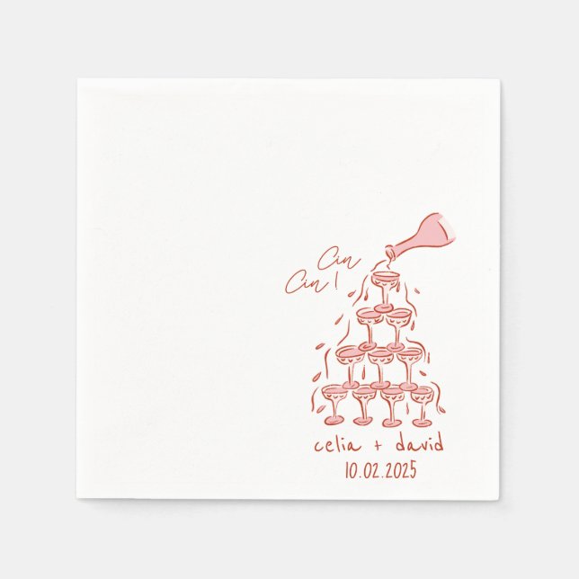 Servilleta De Papel Boda italiano Cin Cin (Anverso)