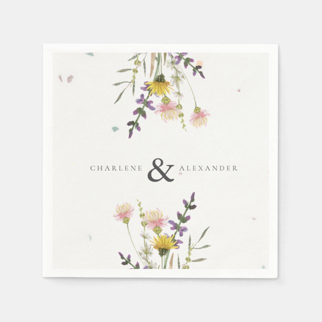 Servilleta De Papel Boda Jardín de Flores Silvestres (Anverso)