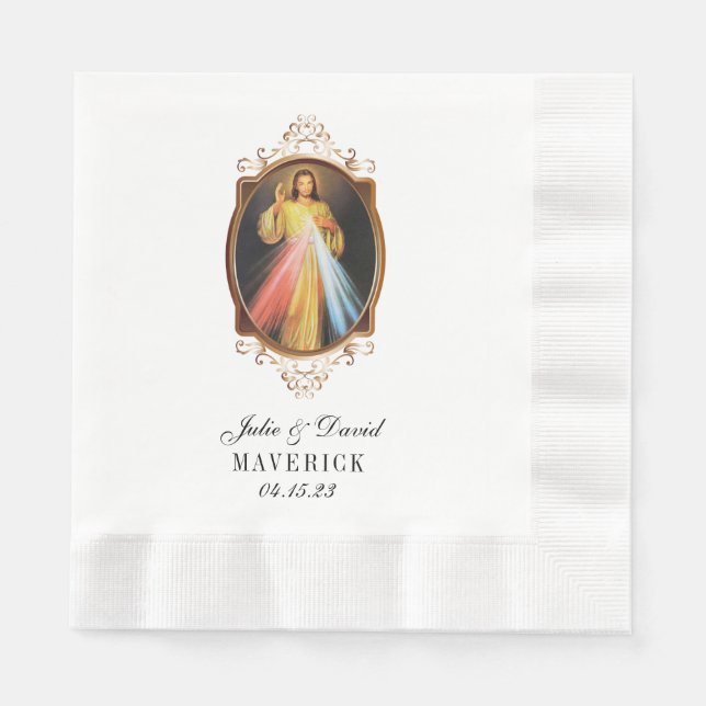 Servilleta De Papel Boda Jesús Divina Misericordia Elegantes Napkins D (Anverso)
