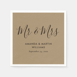 Servilleta De Papel Boda Kraft Script sencillo y moderno