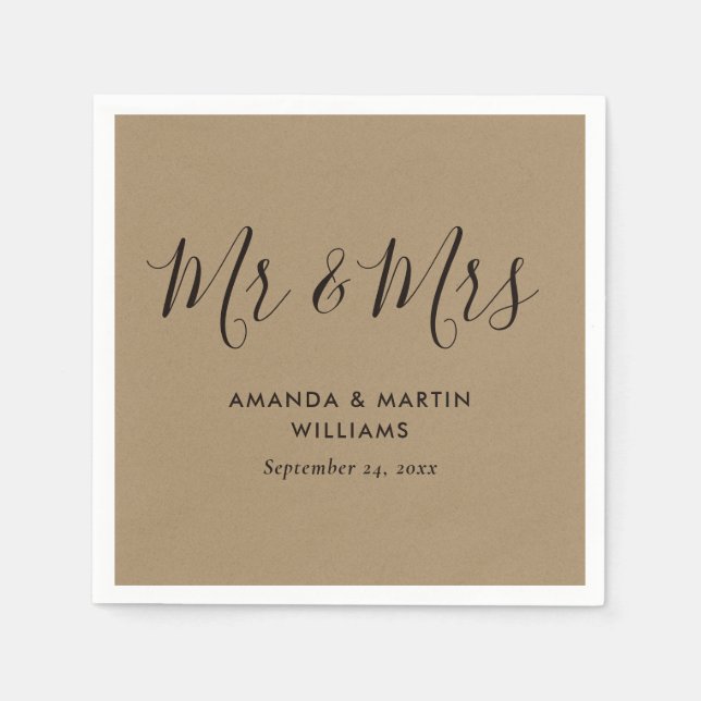 Servilleta De Papel Boda Kraft Script sencillo y moderno (Anverso)