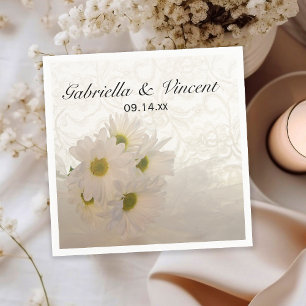 Servilleta De Papel Boda Lace blanco y Daisies