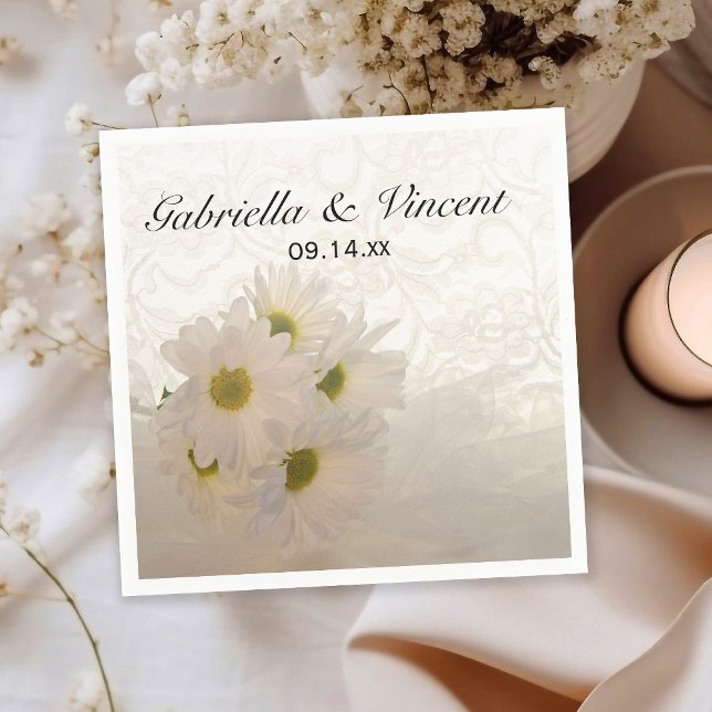 Servilleta De Papel Boda Lace blanco y Daisies (Subido por el creador)