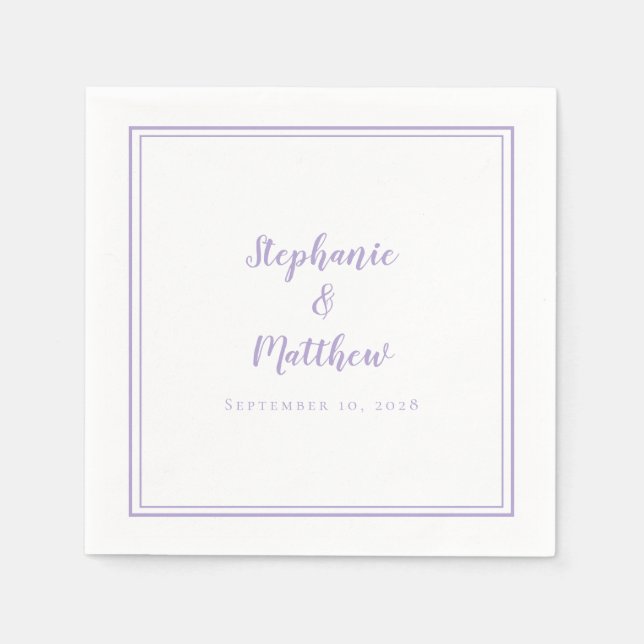 Servilleta De Papel Boda Lavanda Elegante Sencilla Moderna Recepción  (Anverso)