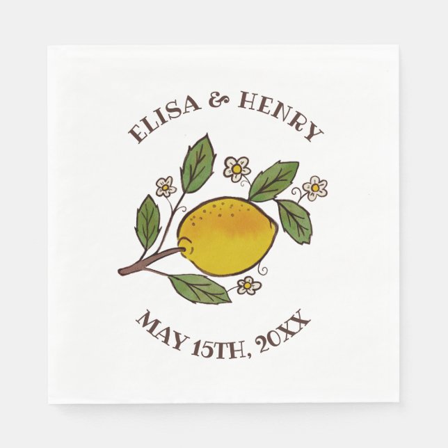 Servilleta De Papel Boda Lemons encantador compromiso PERSONALIZADO ru (Anverso)