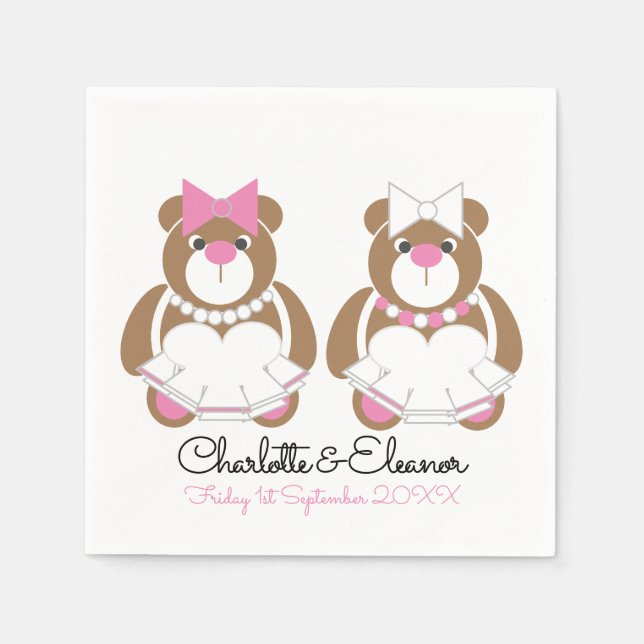 Servilleta De Papel Boda lesbiana Teddy Bear Bries (Anverso)