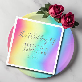 Servilleta De Papel Boda LGBTQ personalizado con arcoiris bonito