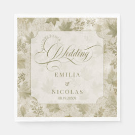 Servilleta De Papel Boda Marfil Verde Salvia