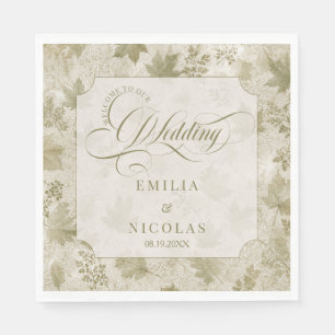 Servilleta De Papel Boda Marfil Verde Salvia