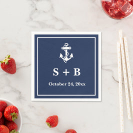 Servilleta De Papel Boda marino Nautical Beach Anchor azul de la Marin