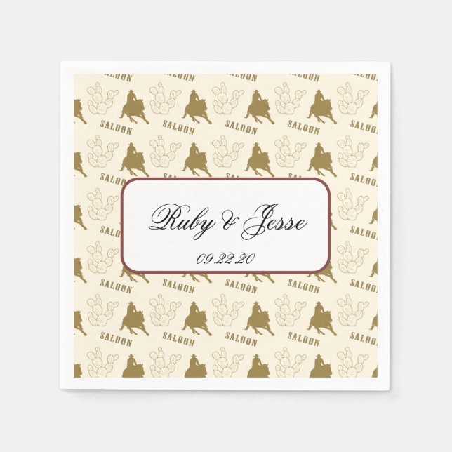 Servilleta De Papel Boda marrón del desierto occidental clásico (Anverso)