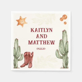 Servilleta De Papel boda marrón occidental bello rústico