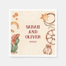 Servilleta De Papel boda marrón rústico y hermoso occidental