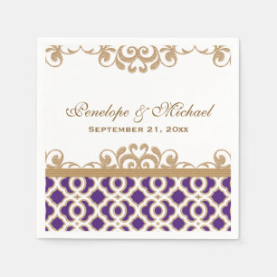 Servilleta De Papel Boda marroquí morado y dorado