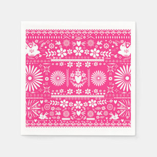 Servilleta De Papel Boda Matrimonio Rosa Caliente Picado Mexicano