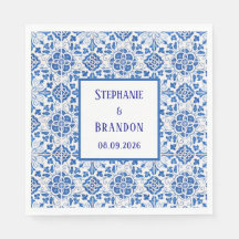 Boda mediterráneo azul de azulejos portugueses