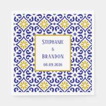 Boda mediterráneo azul de azulejos portugueses