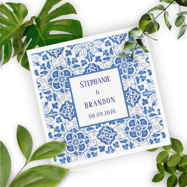 Servilleta De Papel Boda mediterráneo azul de azulejos portugueses (Subido por el creador)
