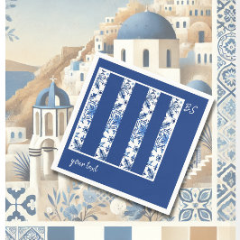Servilleta De Papel Boda mediterráneo blanco y azul de Santorini