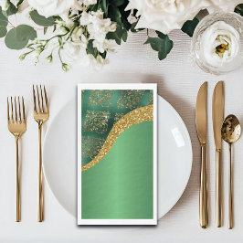 Servilleta De Papel Boda metálica verde brillo Glam Gold