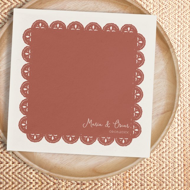 Servilleta De Papel Boda mexicano Papel Picado Terracotta (Papel Picado Terracotta Mexican Wedding Napkins)