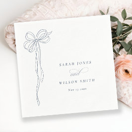 Servilleta De Papel Boda Minimal Simple Azul Oscuro Coquette Lazo