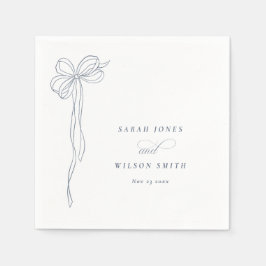 Servilleta De Papel Boda Minimal Simple Azul Oscuro Coquette Lazo