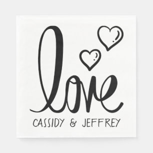Servilleta De Papel Boda minimalista Amor Corazón de la Noche Blanca N
