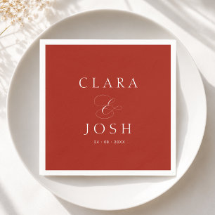 Servilleta De Papel Boda Minimalista Ampersand Rojo Blanco