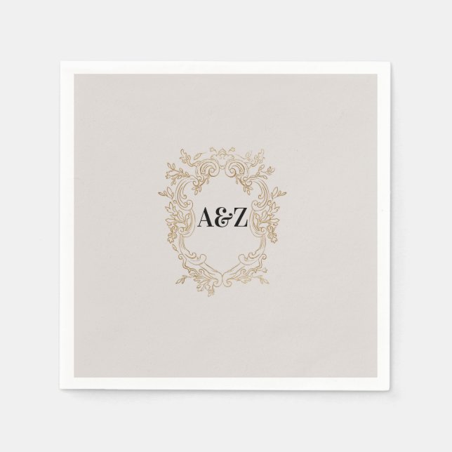 Servilleta De Papel Boda Minimalista beige (Anverso)