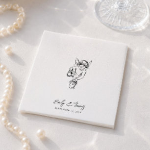 Servilleta De Papel Boda Minimalista Caprichosa Tinta Dibujada a Mano