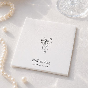 Servilleta De Papel Boda Minimalista Caprichosa Tinta Dibujada a Mano 