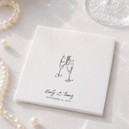 Servilleta De Papel Boda Minimalista Caprichosa Tinta Dibujada a Mano 