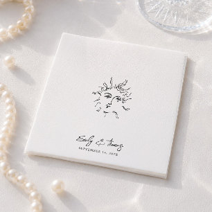 Servilleta De Papel Boda Minimalista Caprichosa Tinta Dibujada a Mano