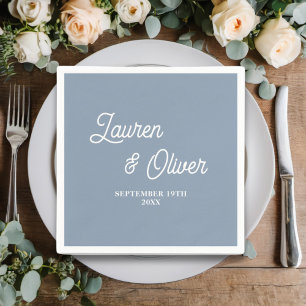 Servilleta De Papel Boda minimalista con guión azul polvoriento