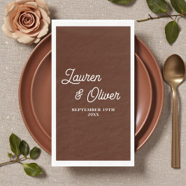 Servilleta De Papel Boda minimalista con guión marrón boho