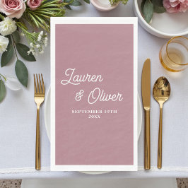 Servilleta De Papel Boda Minimalista con Guión Rosa Polvoriento
