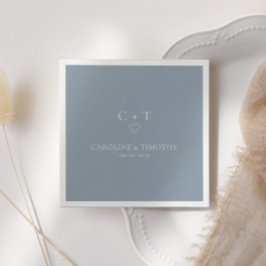 Servilleta De Papel Boda Minimalista con Iniciales en Azul Polvo Monog