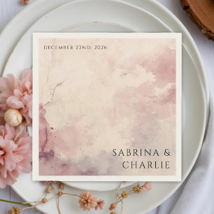 Servilleta De Papel Boda Minimalista con Lavado de Acuarela Rosa Rubor