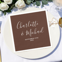 Servilleta De Papel Boda Minimalista con Letra Brown