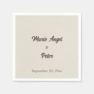Servilleta De Papel Boda Minimalista con Letra Calida y Neutra