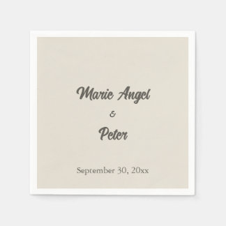 Servilleta De Papel Boda Minimalista con Letra Calida y Neutra