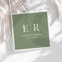 Boda Minimalista con Monograma en Verde Oliva