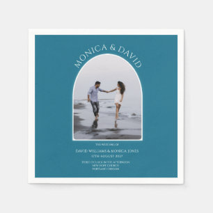 Servilleta De Papel Boda minimalista de arco azul turquesa moderno con