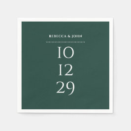 Servilleta De Papel Boda minimalista de esmeralda verde fecha especial